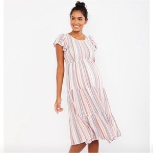 Motherhood Maternity Flutter Sleeve striped Dress, size Small💕☀️